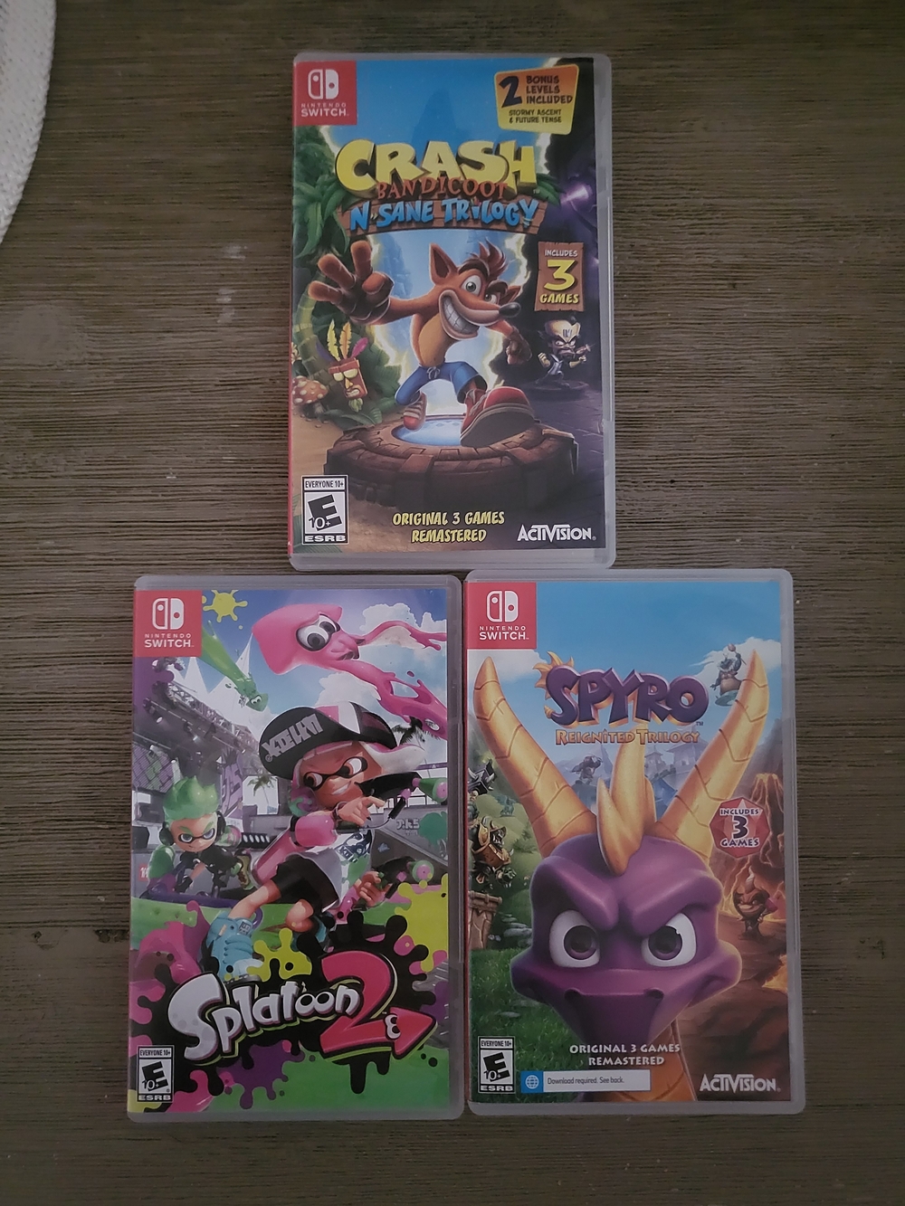 Nintendo Switch 3-Game Bundle Lot - Spyro, Crash, Splatoon 2